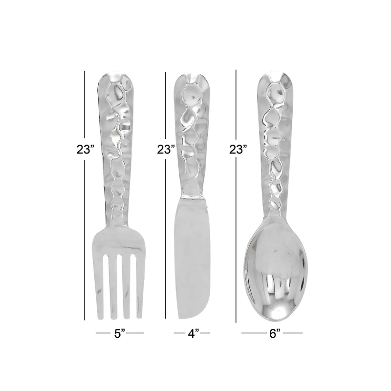 Silver Aluminum Utensils Wall Decor Set