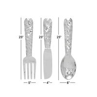 Silver Aluminum Utensils Wall Decor Set