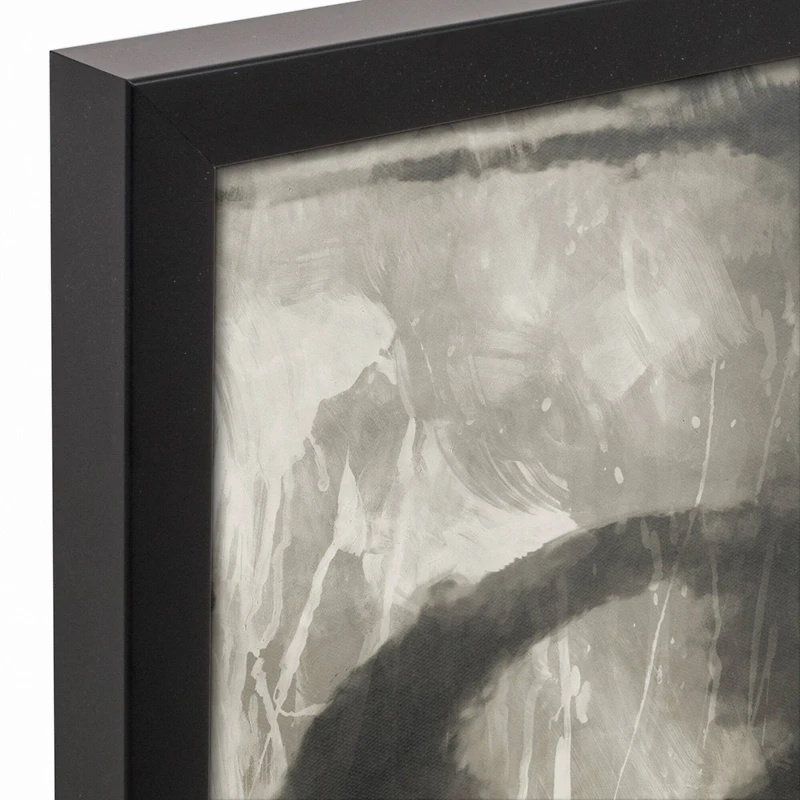 Gray Toned Neutral Buddha Head Black Framed Canvas