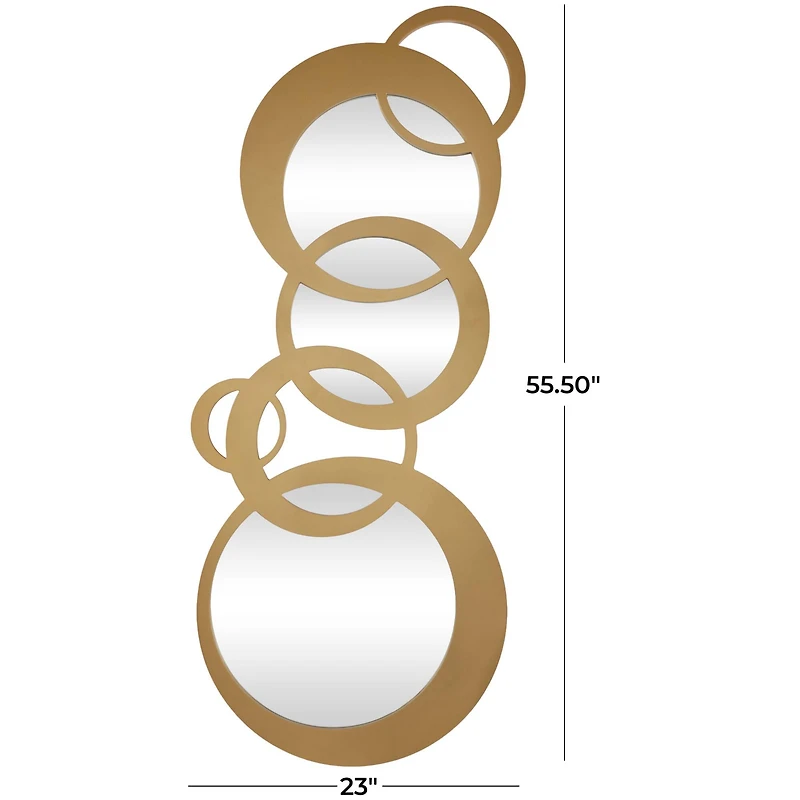 Gold Wood Circles Geometric Wall Mirror 56" x 1" x 23"