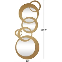 Gold Wood Circles Geometric Wall Mirror 56" x 1" x 23"