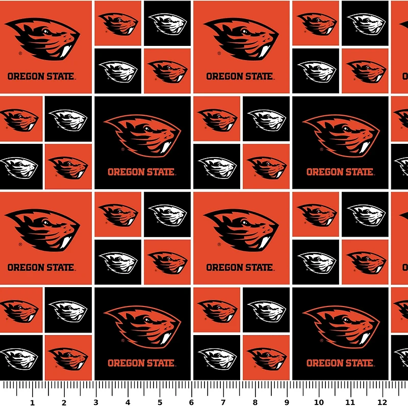 NCAA Oregon State University Beavers Block Cotton Fabric