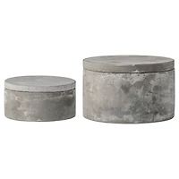 Hello Honey® Gray Round Decorative Cement Boxes with Lids Set