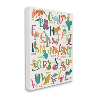 Stupell Industries Joyful Animal Alphabet Kid's Playful ABC Typography Canvas Wall Art