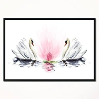 Designart - Floating Swans on White Background