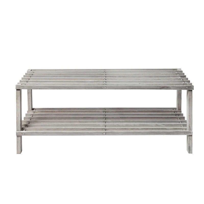 Honey Can Do Gray 2-Tier Wood Shoe Rack