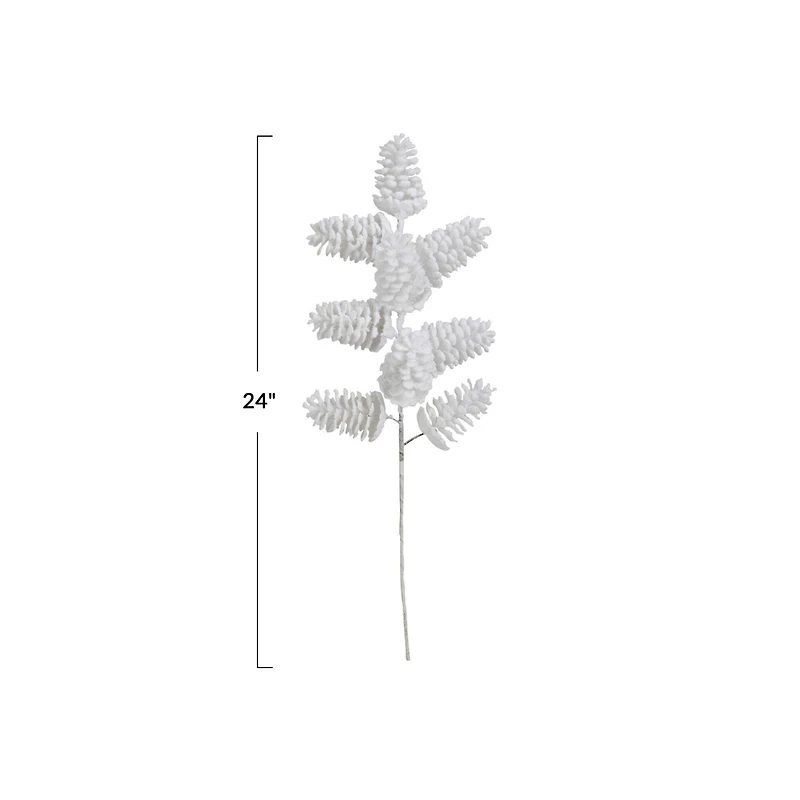 Hello Honey® 24" White Flocked Faux Pinecone Pick