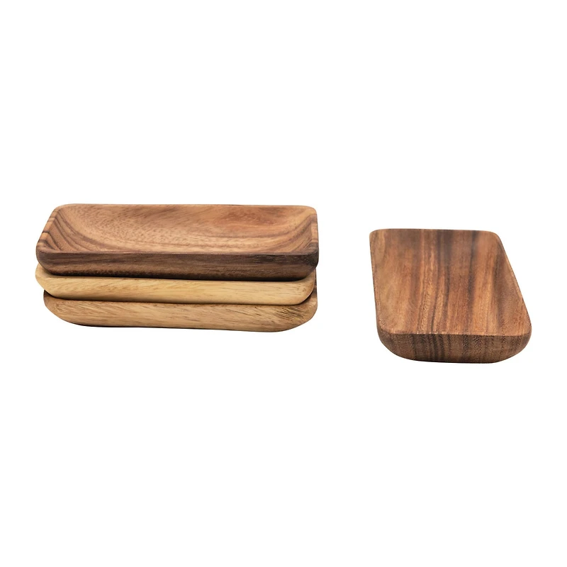 Hello Honey® Acacia Wood Trays with Seagrass Tie, 4ct.