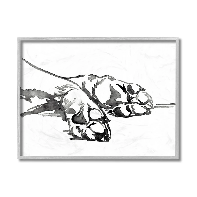 Stupell Industries Pet Animal Paws Minimal Ink Linework in Gray Frame Wall Art