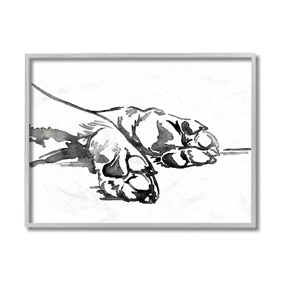 Stupell Industries Pet Animal Paws Minimal Ink Linework in Gray Frame Wall Art