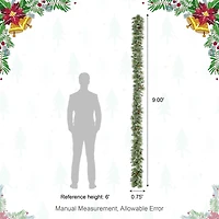 Glitzhome® 9ft. Pre-Lit Frosted Greenery Pinecones Christmas Garlands with Timers, 2ct.