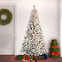 7.5ft Pre-Lit Acacia Flocked Artificial Christmas Tree, Clear Lights