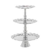 24" Silver Aluminum 3-Tier Tray Stand