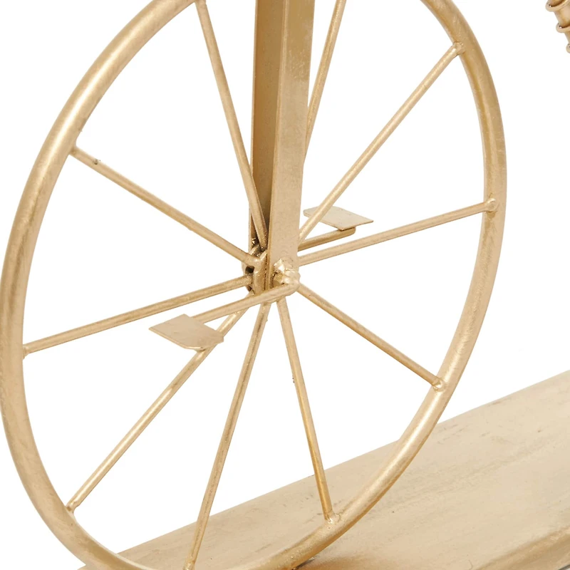 17" Gold Metal Traditional Bicycle Sculpture