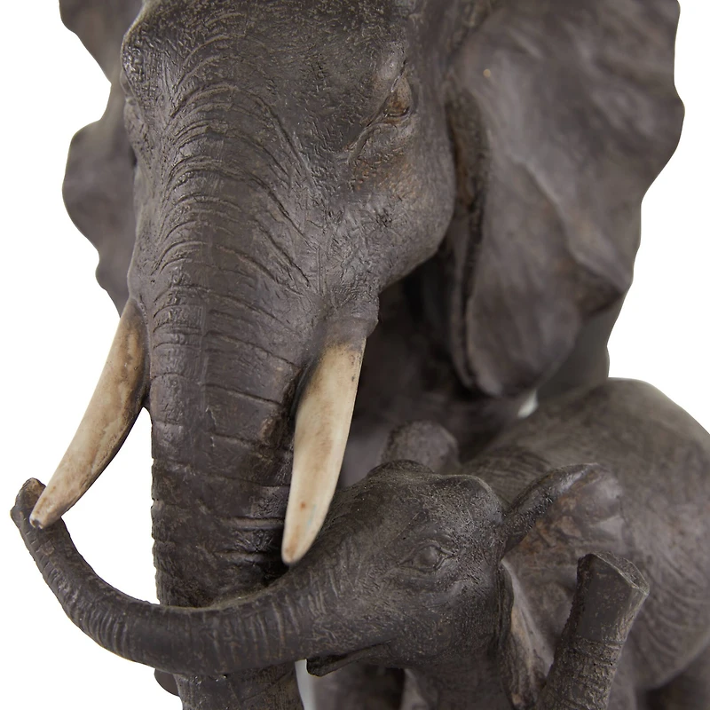14" Dark Brown Eclectic Elephant Sculpture