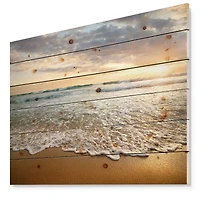 Designart - Bright Cloudy Sunset in Calm Ocean