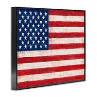 Stupell Industries Rustic American Flag Red White Blue Distressed Pattern Framed Giclee Art
