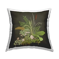 Stupell Industries Forest Foliage and Rustic Mushrooms over Grey Throw Pillow 18" x 18"