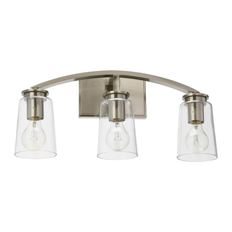 Hello Honey® Robert Stevenson Lighting Laguna Metal & Clear Glass 3-Light Vanity