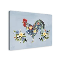 Floral Rooster 40" x 30" Canvas Wall Art
