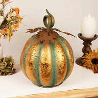 13" Orange & Green Autumn Pumpkin Tabletop Accent