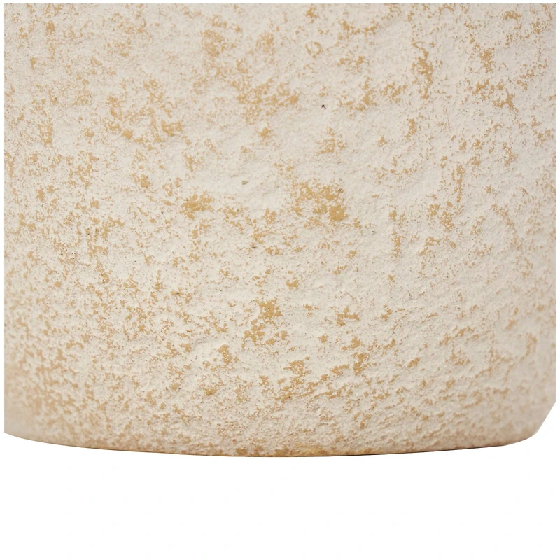 12" Cream Ceramic Hourglass Textured Vase