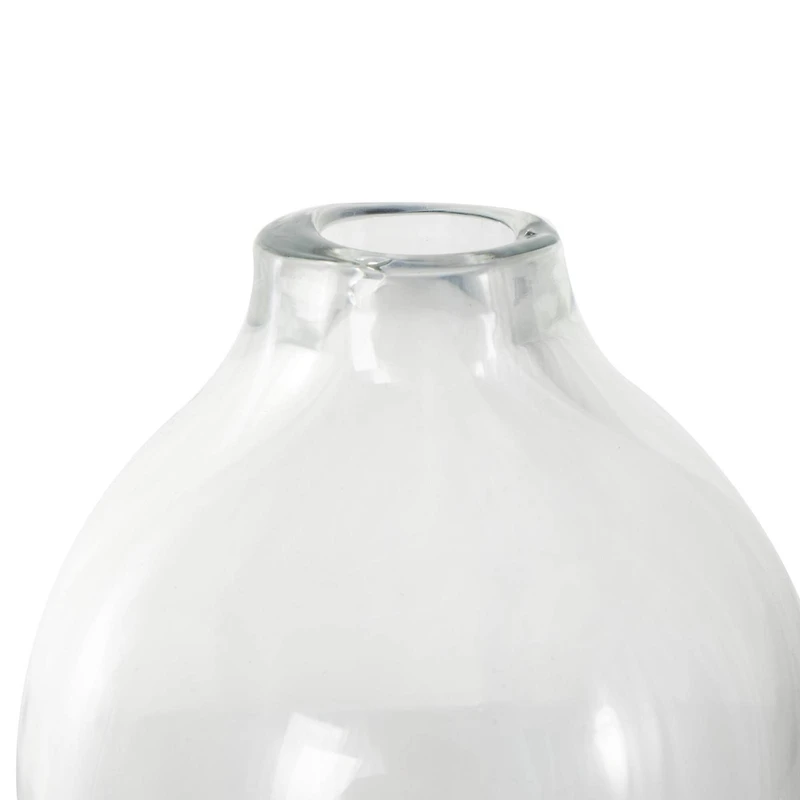 Dark Blue Glass Wavy Ombre Decorative Vase with Textured Base