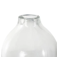 Dark Blue Glass Wavy Ombre Decorative Vase with Textured Base