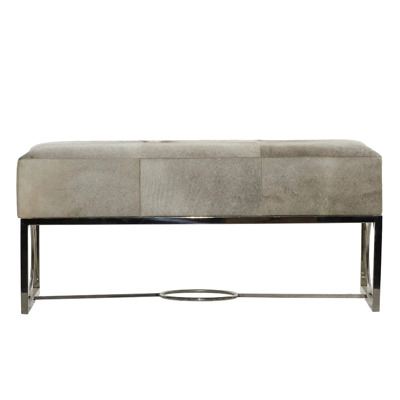 Silver Stainless Steel Contemporary Bench, 17' x 48" x 18"