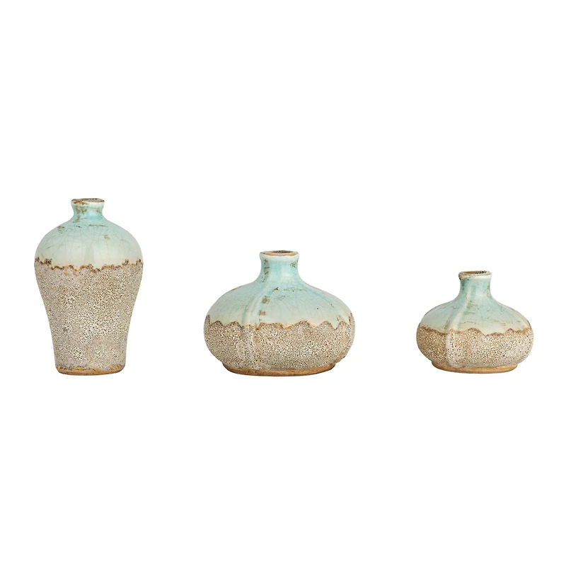 Hello Honey® Distressed Finish Brown & White Terracotta Vase Set