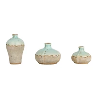 Hello Honey® Distressed Finish Brown & White Terracotta Vase Set
