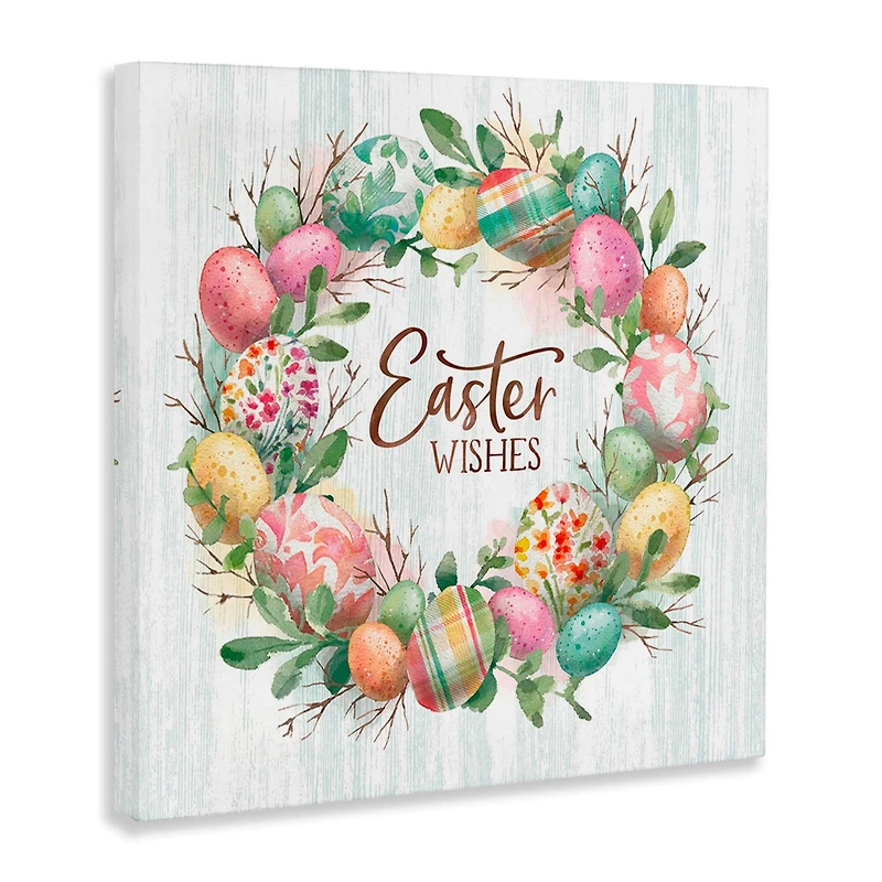 Stupell Industries Easter Wishes Wreath Canvas Wall Art