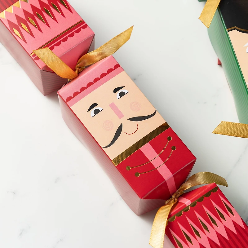 Glitzhome® 8PK 2"D x 12"H Nutcracker Christmas Party Crackers with Gift Contents