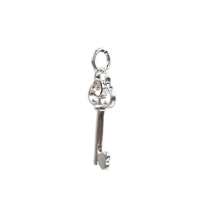 Charmalong™ Silver Plated Crystal Key Charm by Bead Landing™