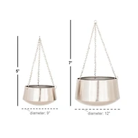 Silver Metal Glam Planter Set