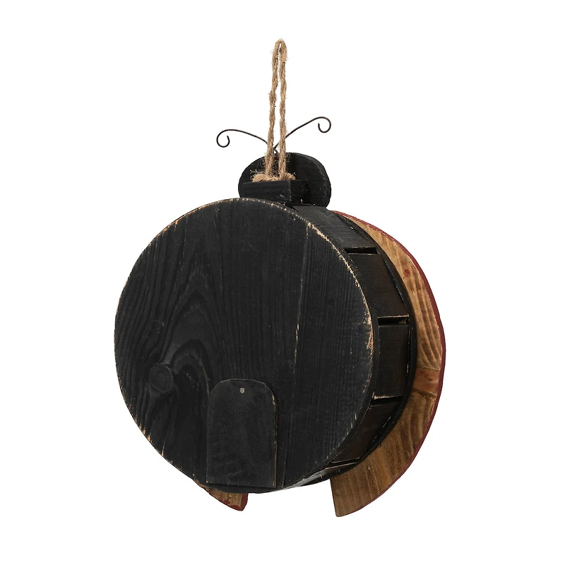Glitzhome® 11.5" Distressed Wood Ladybug Birdhouse