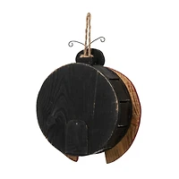 Glitzhome® 11.5" Distressed Wood Ladybug Birdhouse