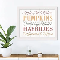 Fall Words White Framed Print Wall Art
