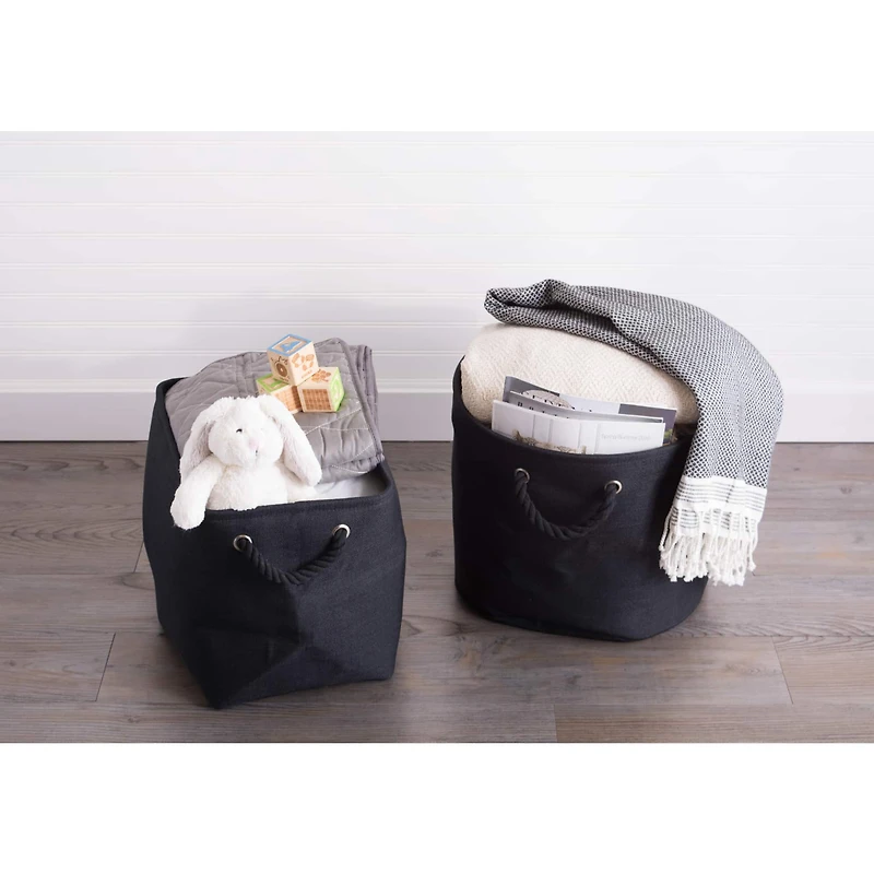 Small Black Polyester Variegated Rectangle Bin
