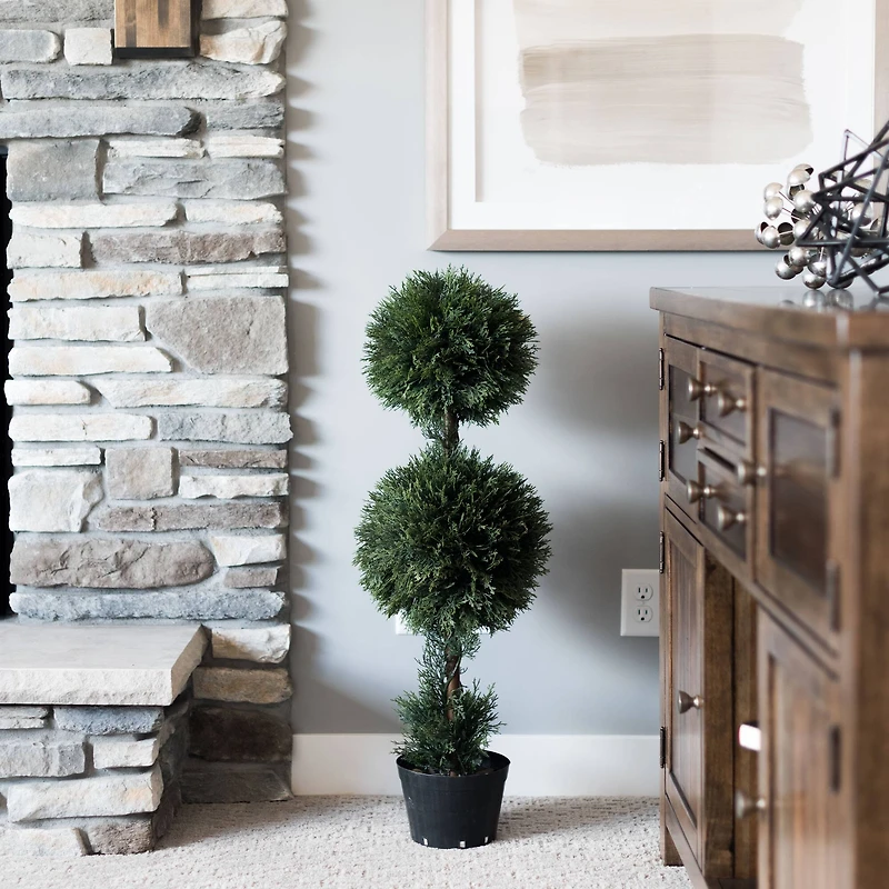 3ft. Potted Cedar Double Ball Topiary Tree