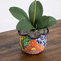2ft. Artificial Orchid Arrangement in Handmade Mexican Talavera Ceramic Planter