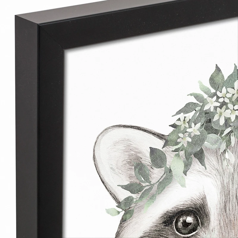 Sweet Raccoon 12.73" x 15.73" Black Framed Canvas