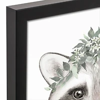 Sweet Raccoon 12.73" x 15.73" Black Framed Canvas