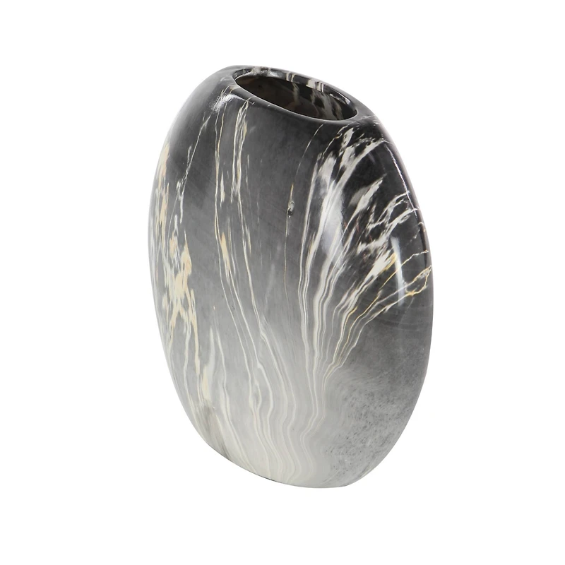 Set of 3 Grey Stoneware Contemporary Vase, 9" x 8"