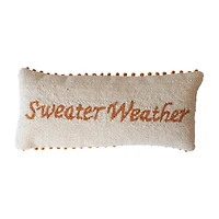 Hello Honey® 28" x 12" Cotton Tufted Sweater Weather Lumbar Pillow with Pom Pom Trim