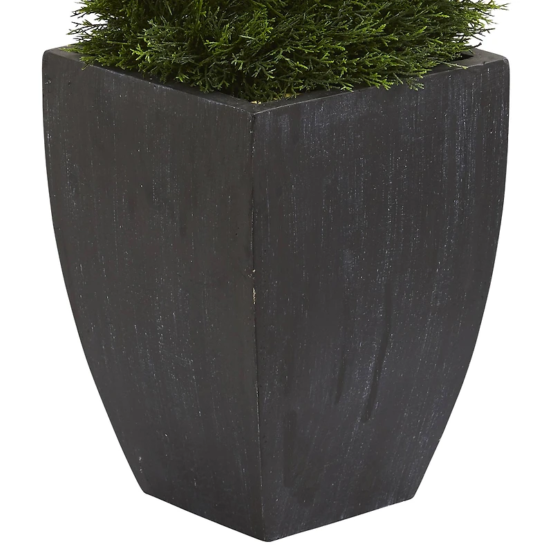 5ft. UV Resistant Double Pond Cypress Spiral Topiary Artificial Tree in Black Wash Planter