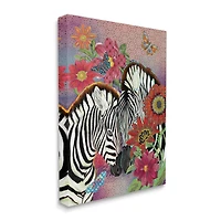 Stupell Industries Loving Zebra Pair over Pink Arabesque Pattern Canvas Wall Art