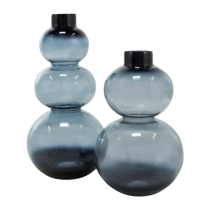 Black Ombre Bubble Glass Vase Set