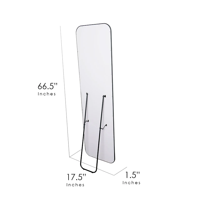 Black Steel Framed Full Length Floor Mirror with Easel - 17.5" x 66.5"