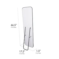 Black Steel Framed Full Length Floor Mirror with Easel - 17.5" x 66.5"